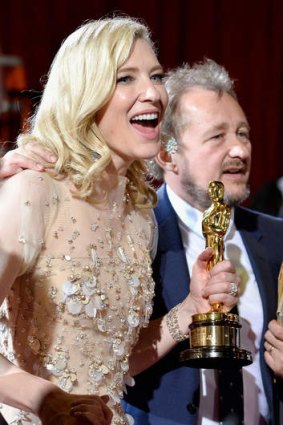 Australia's golden girl Cate Blanchett, pictured with husband Andrew Upton, let slip an f-bomb.