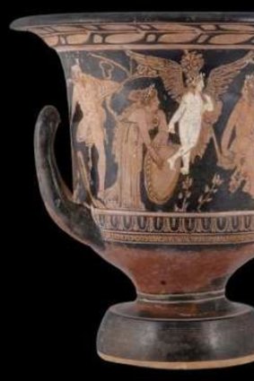 A red-figure calyx krater from the Benaki collection.