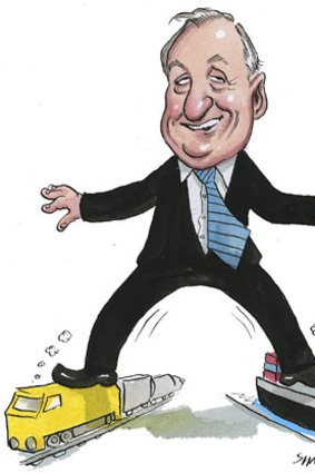 Each-way bet &#8230; Asciano boss John Mullen is sticking with ports and rail. <em>Illustration: John Shakespeare</em>