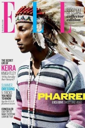 Controversy: "Elle" UK "persuaded" singer Pharrell Williams to don a headdress for their cover.
