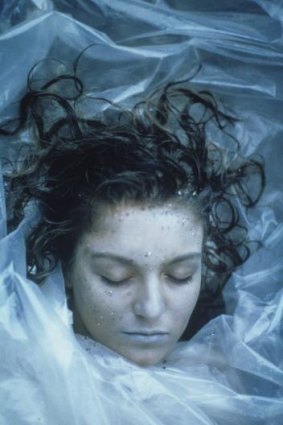 Laura Palmer wrapped in  plastic in <i>Twin  Peaks</i>.