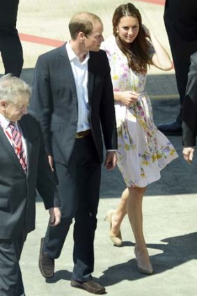 Prince William and Catherine, Duke and Duchess of Cambridge, arrive  in Brisbane on their way to England after visiting Pacific nations.