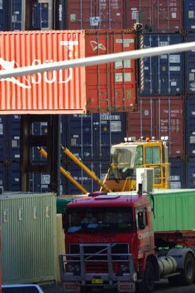 Keep on trucking ... containers are loaded in Port Botany.