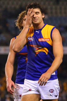 Is the end nigh? West Coast veteran Andrew Embley after the game against Hawthorn.