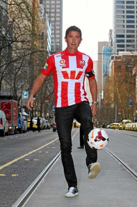 For kicks: Harry Kewell at the announcement of the Heart captaincy.