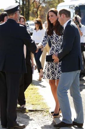 William and Catherine greet officials as they arrive to meet with families that lost their homes during bushfires in the Blue Mountains.