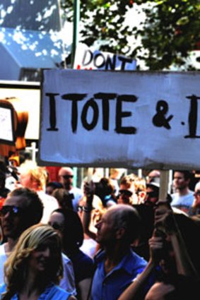 Tote supporters at the SLAM rally.