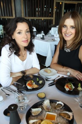 The two of us:  Tina Arena and Kate Waterhouse get fresh with some seafood.
