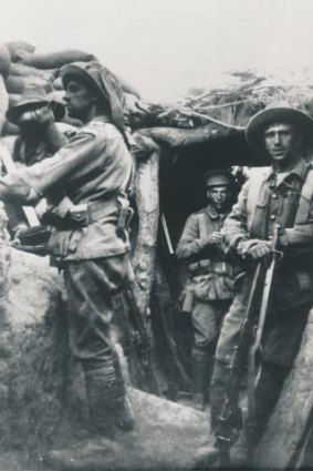 Australian soldiers in the trenches at Gallipoli.