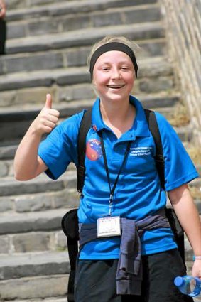 Loving it: LPS Grade 6 student Simone Dekker on the Great Wall of China.