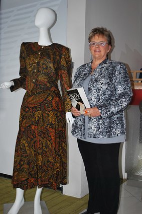 Lindy Chamberlain-Creighton and the dress by Newcastle designer Jean Bas she put up for auction.