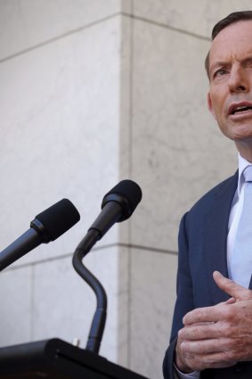 Prime Minister Tony Abbott speaks to the media about the Sydney siege on Monday.
