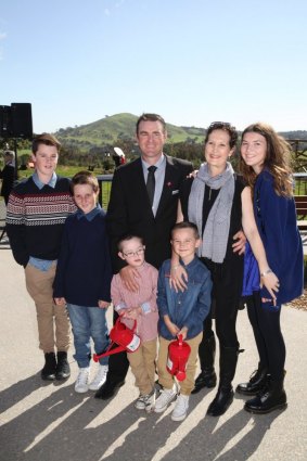 The Lye family of Holder had a memorable day at the National Arboretum Canberra: (l-r) Zachary (13), Harrison (10), Greg, six-year-old twins Sebastian and Oliver, Moira and Madeleine (15). 