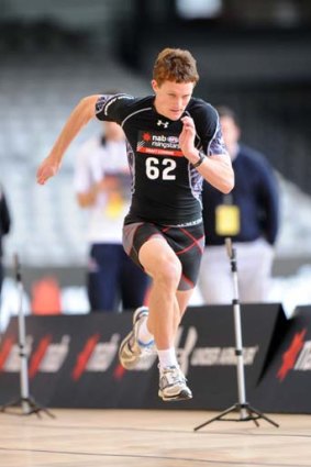 AFL Draft Combine. Jed Bews of the Geelong Falcons.