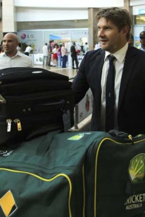Shane Watson arrives in Johannesburg for the tour.