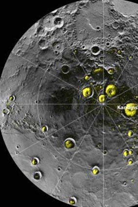 A mosaic of Messenger's images of Mercury's north polar region.