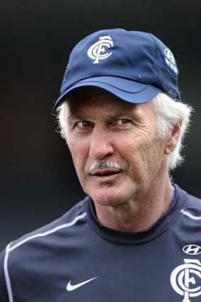 Blueberry Pie: Mick Malthouse on his first day as Carlton coach, last November.