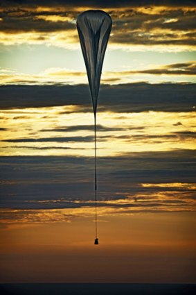 The Red Bull Stratos balloon during a  test flight.