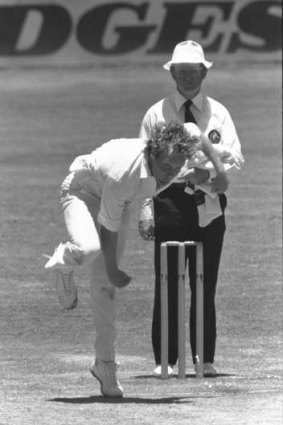 Record: Rodney Hogg during the Brisbane Test of the 1978/79 Ashes series.