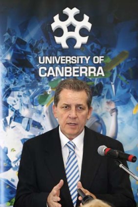 Education Minister Chris Evans speaking at the University of Canberra last year.
