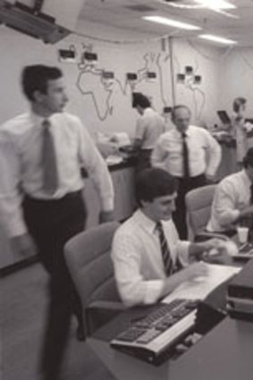 Players: Scenes at Westpac bank's foreign exchange division in 1983.