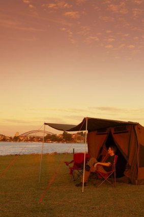 A step-up ... glamping on Cockatoo Island.