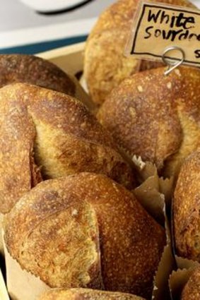 The white soudough loaves at Organic Bread Bar.