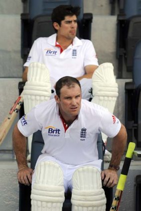 England's Andrew Strauss and Alastair Cook in January 2012.