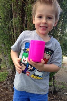 Six-year-old Nash with a cache.