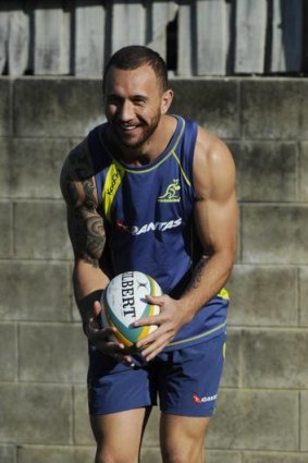 Quade Cooper training with the Wallabies.