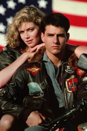 Kelly McGillis and Tom Cruise in <i>Top Gun</i>.