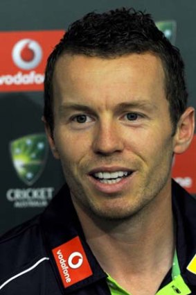 Peter Siddle speaks to the media on Saturday.