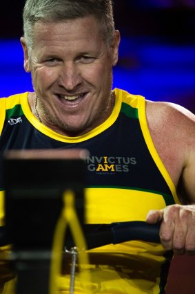 Former Australian soldier Jason McNulty competes in the Men's IR6 Indoor Rowing Four Minute Endurance event in Toronto during the 2017 Invictus Games.
