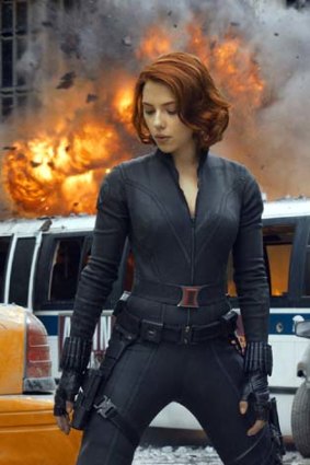 Scarlett Johansson perfects her not-bothered face as Black Widow.
