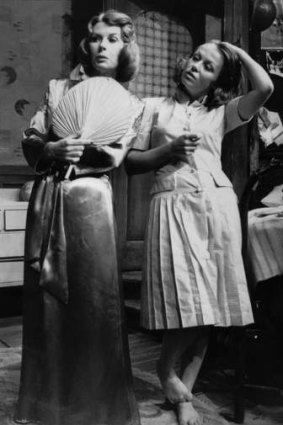 Robyn Nevin, as Blanche DuBois, left, and Jacki Weaver, as Stella Kowalski, in a scene from the Old Tote Theatre Company's 1976 production of Tennessee Williams' play <i>A Street Car Named Desire</i>.