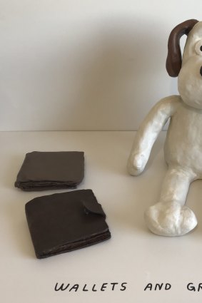 Kenny Pittock's <i>Wallets and Gromit</I>, acrylic on ceramic, 2019. 