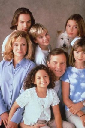 Stephen Collins with his screen family on <i>7th Heaven</i>.