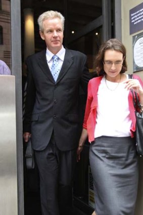 Jeffrey Gilham and his wife Robecca leave the CBD hotel after the conviction was quashed.