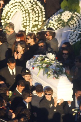 Mourners at the funeral of Alexandros Grigoropoulos,15, who was shot by Greek police.