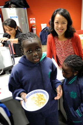 Serlina Chu at the breakfast club for children who live at the Atherton Gardens housing estate in Fitzroy.