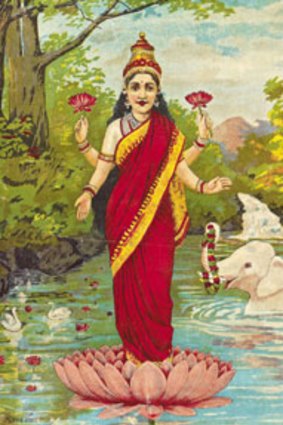 Standing Lakshmi ... an 1894 lithograph of the goddess.