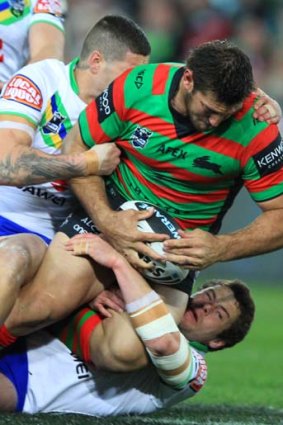 Under pressure &#8230; the Rabbitohs' Dave Taylor.