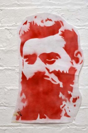 Physical graffiti &#8230; a 2003 stencil of Ned Kelly, by Regan Tamanui (also known as Ha-Ha), sold last year for $1100.