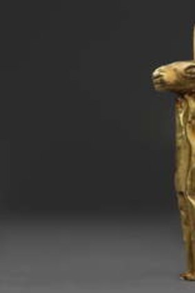 A six centimetre-high gold llama figurine from the Inca period.