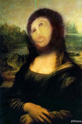 The Mona Lisa looking worse for wear.