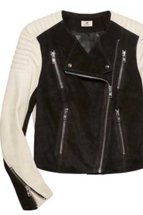 The two-toned leather jacket from the Australia Exclusive range, which retails for $199.