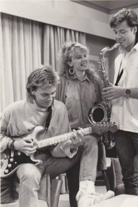 Jason Donovan, Kylie Minogue and Guy Pearce on the set of <i>Neighbours</i>, their launchpad to international fame.