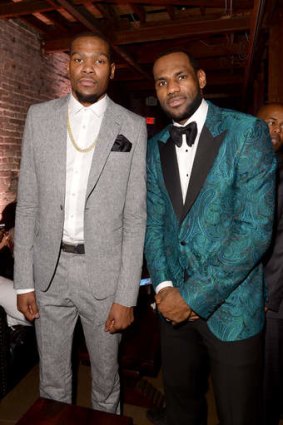 Kevin Durant and LeBron James attend the GQ All Star Party at Ogden Museum's Patrick F. Taylor Library in New Orleans.