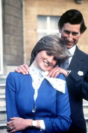 Prince Charles and Lady Diana Spencer after the announcement of their engagement, 1981.
