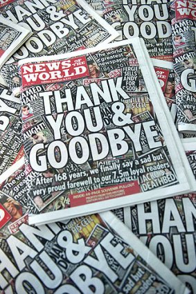 The final edition of the <i>News of the World</i> tabloid newspaper.